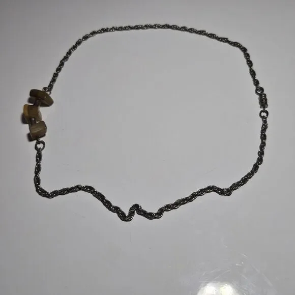 Silver Tone Twisted Chain With Tiger's Eye Necklace 18" - Picture 11 of 14